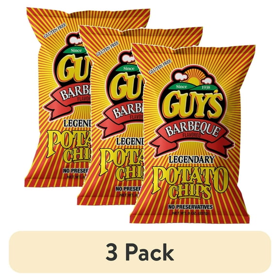 (3 pack) Guy's BBQ Bag Potato Chips, 8 oz