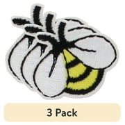 (3 pack) Gwen Studios Embroidered Yellow Bumble Bee Iron-on Patch Appliques, 1" x 1.1", 2CT
