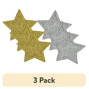 (3 pack) Gwen Studios Gold and Silver Star Iron-on Patch Appliques, 2" x 1.8", 4PC