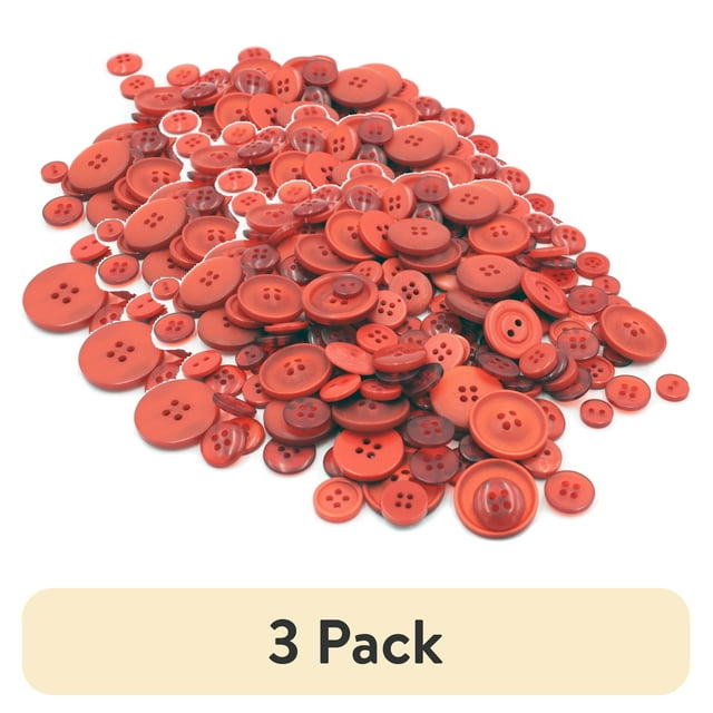 (3 pack) Gwen Studios Plastic Sewing Buttons Value Pack, 3.5 oz., Assorted Sizes, Red