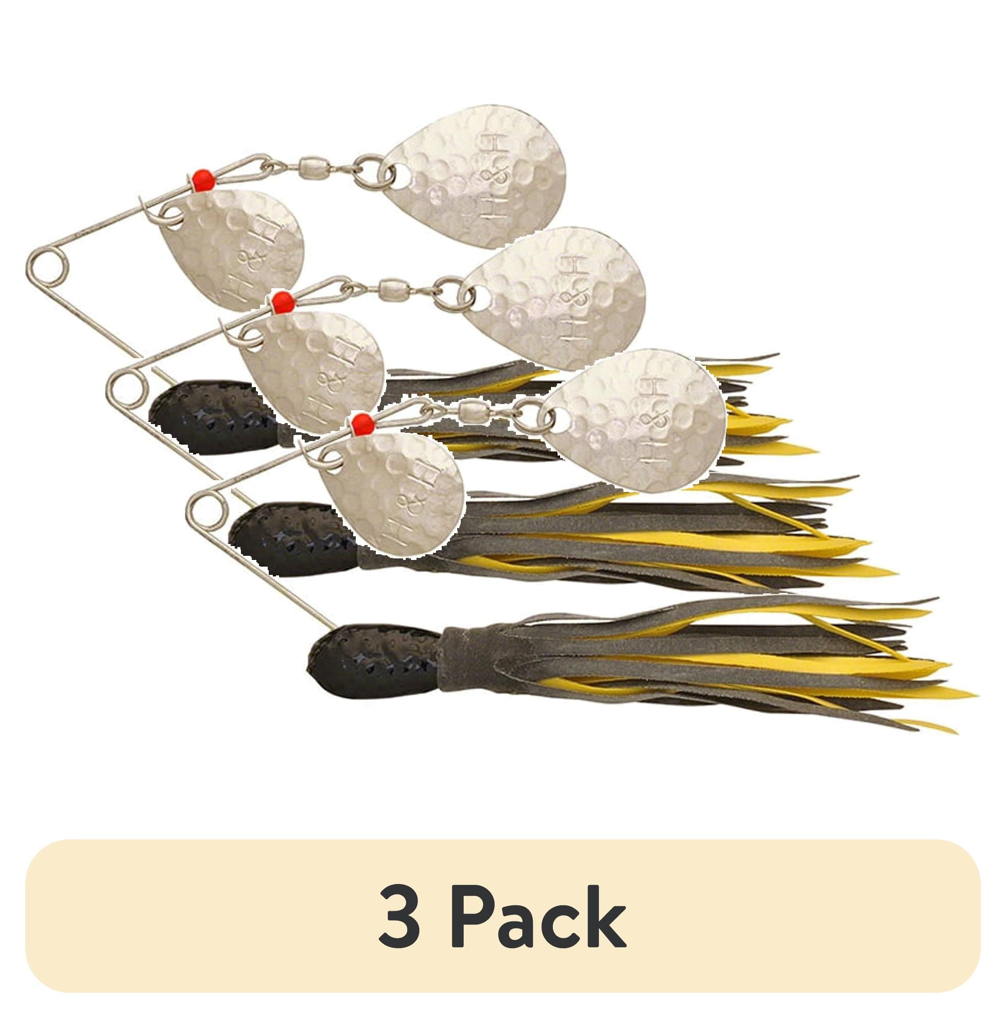 (3 pack) H&H Double Spinner Spinner Bait, Black & Yellow, 3/8 oz, 12 Count, HHDS115-02