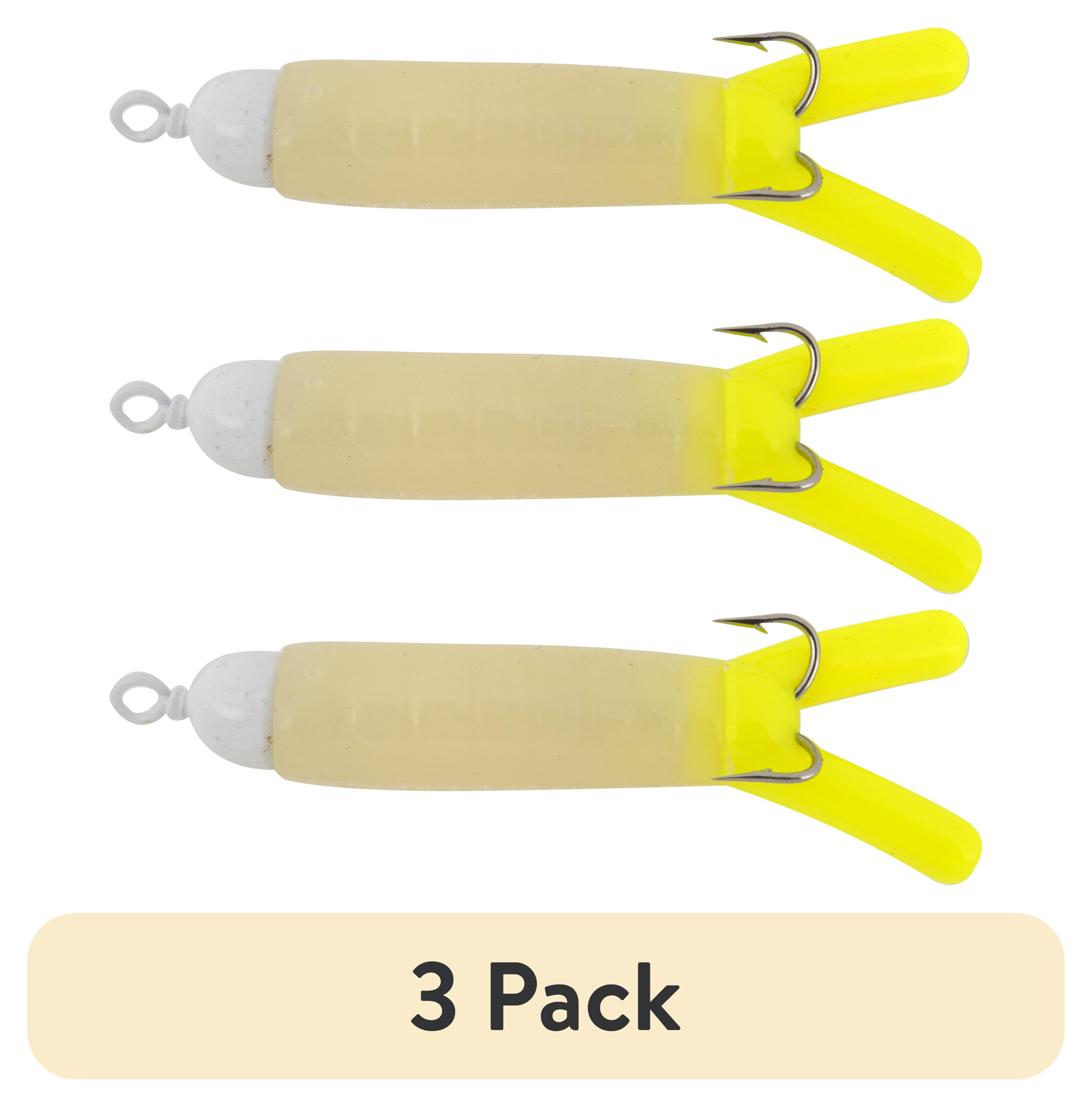(3 pack) H&H Original Flounder Pounder Softbait, White Glow & Chartreuse, 10 Count