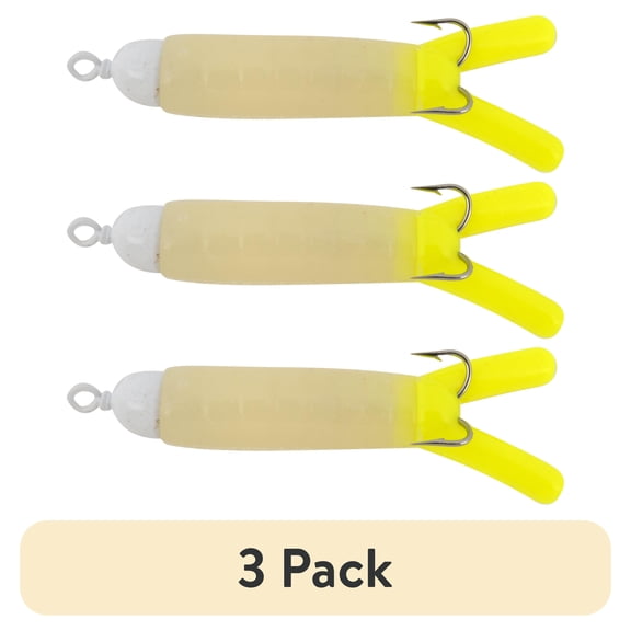 (3 pack) H&H Original Flounder Pounder Softbait, White Glow & Chartreuse, 10 Count