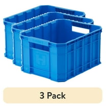(3 pack) HART 8.5 Gallon Stackable Plastic Utility Crate, Blue