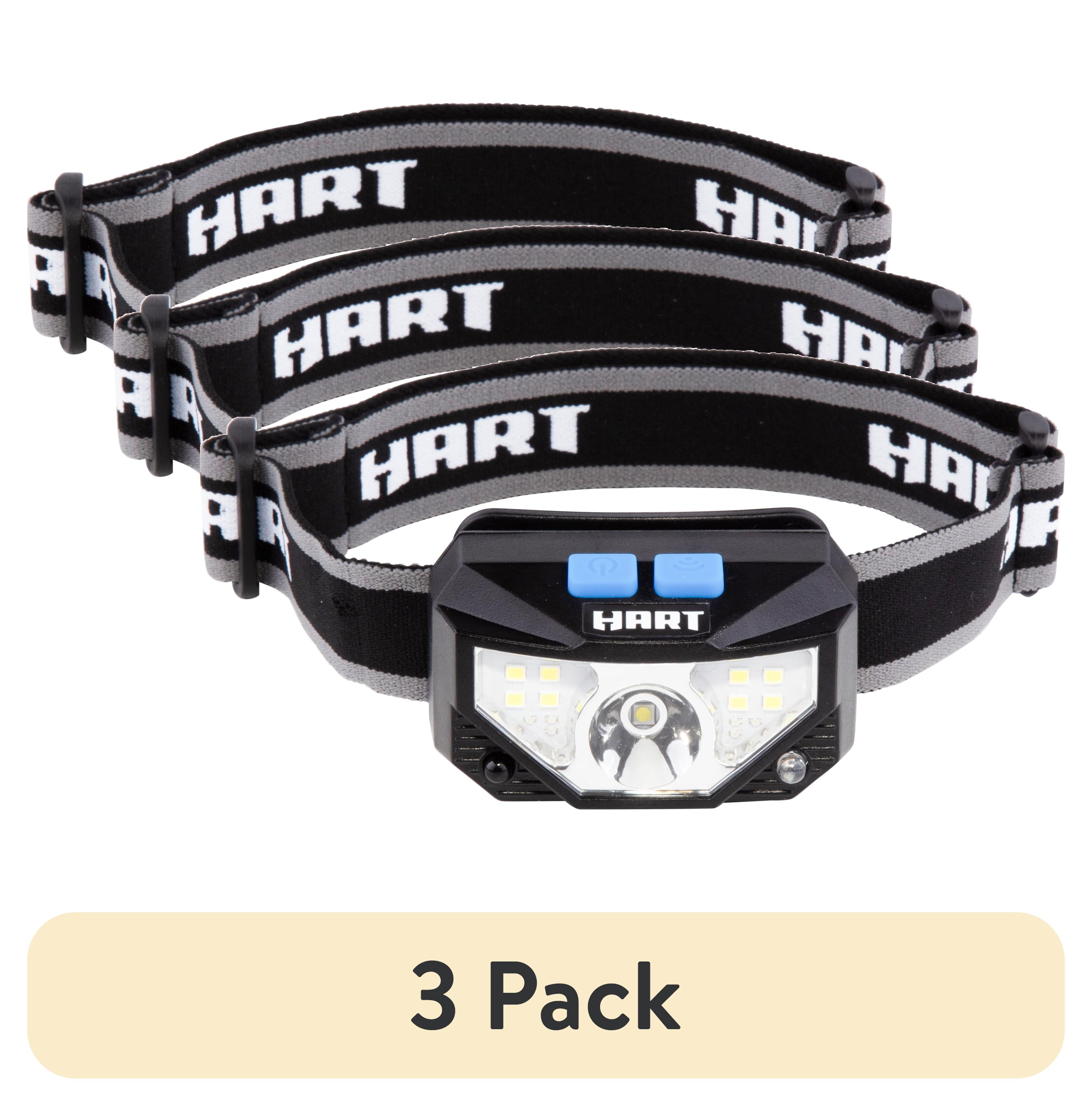 (3 pack) HART Rechargeable LED Headlamp, Hands Free, Adj. Headband, 5 Lighting Modes, Tilt Head, 500 Lumens
