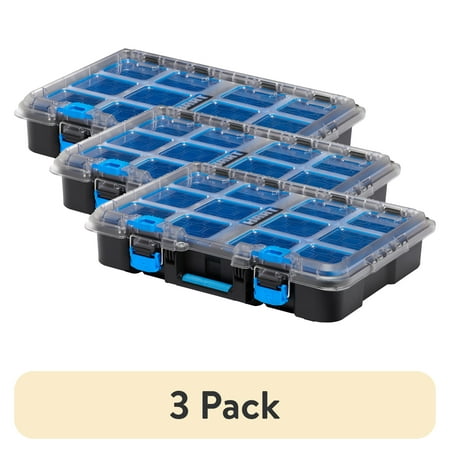 (3 pack) HART Stack System Tool Box with Removable Organizer Bins, Fits Modular Storage System