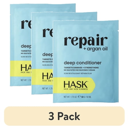(3 pack) HASK Argan Oil Repairing Deep Conditioner, 1.75 oz