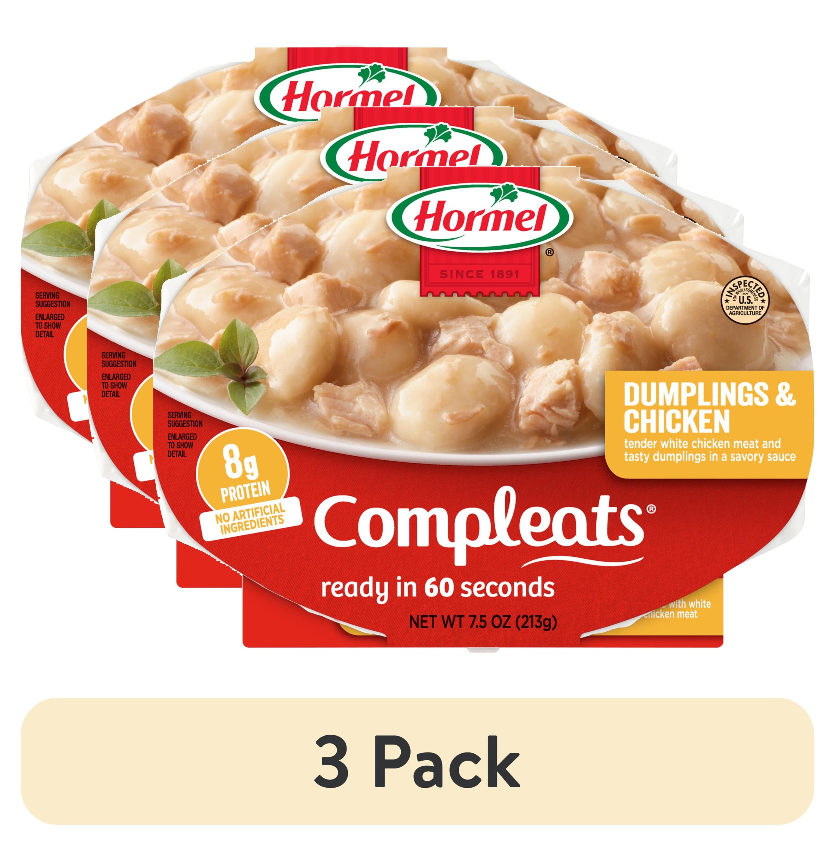 (3 pack) HORMEL COMPLEATS Dumplings & Chicken, Shelf Stable, Serving Size 213 g, 7.5 oz Plastic Tray