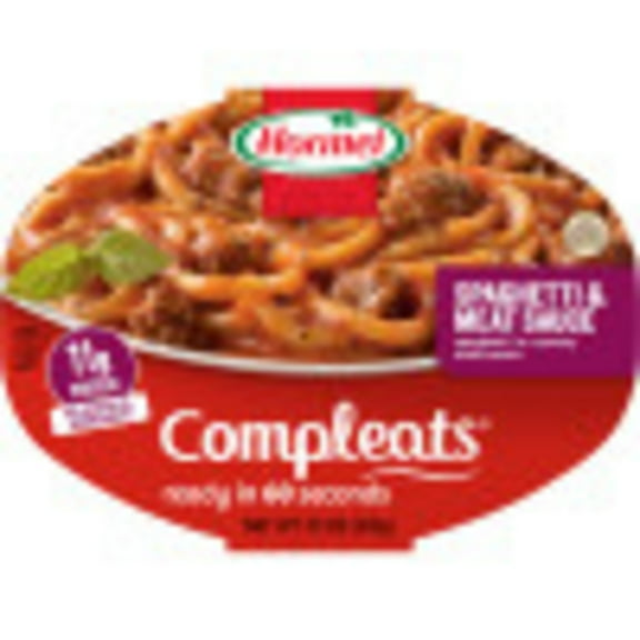 (3 pack) HORMEL COMPLEATS Spaghetti & Meat Sauce, Shelf-Stable, 11 grams Protein, 7.5 oz Plastic Microwaveable Tray