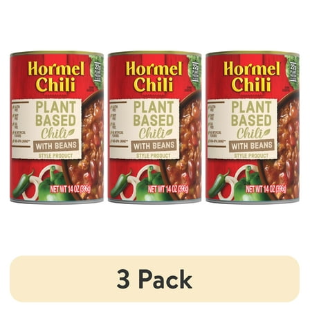 (3 pack) HORMEL Chili Alternative Plant Protein With Bean, Shelf-Stable, 14 oz Steel Can (Pack of 1)