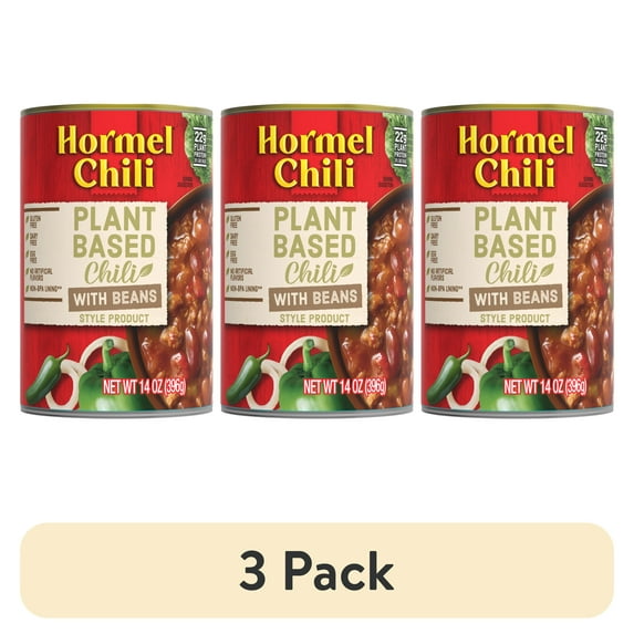 (3 pack) HORMEL Chili Alternative Plant Protein With Bean, Shelf-Stable, 14 oz Steel Can (Pack of 1)