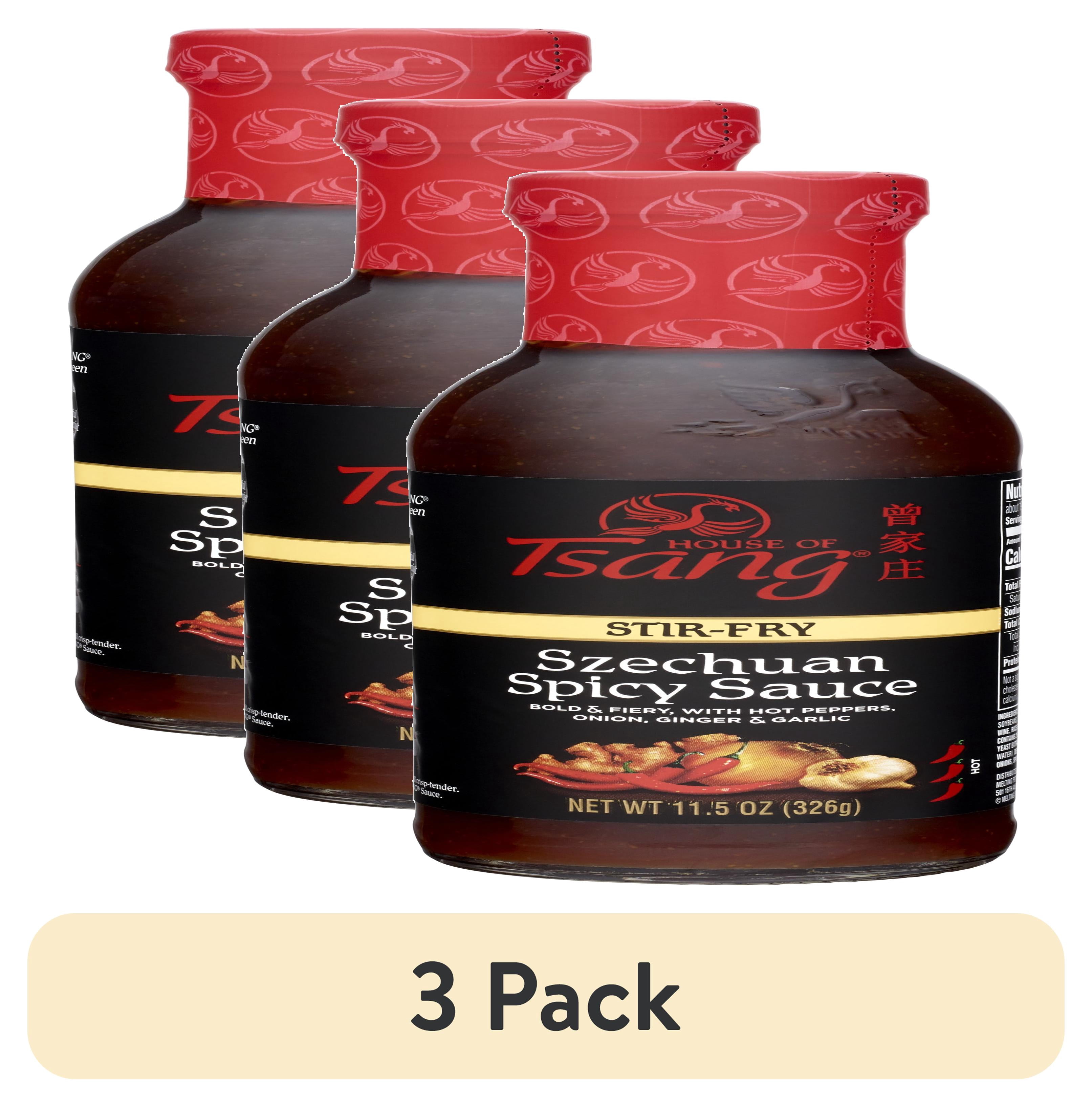 (3 pack) HOUSE OF TSANG Spicy Szechuan Stir-Fry Sauce, Shelf Stable, 11.5 oz Glass Bottle
