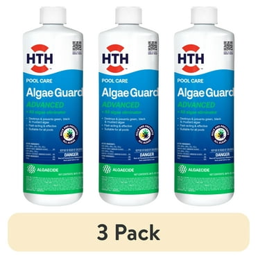(3 pack) HTH Pool Care Algae Guard Advanced for Swimming Pools, Liquid Algaecide, Compatible with all pool types, 28oz