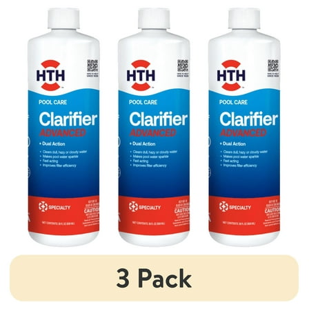 (3 pack) HTH Pool Care Clarifier Advanced for Swimming Pools, Liquid, 28oz.