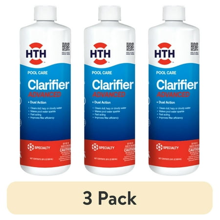 (3 pack) HTH Pool Care Clarifier Advanced for Swimming Pools, Liquid, 28oz.