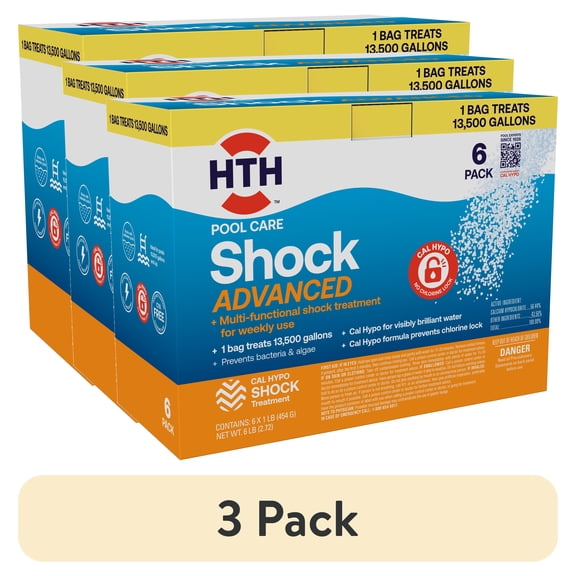 HTH Pool Care Shock Advanced, Prevents Bacteria & Algae, Cal Hypo Formula, 1 lbs (Pack of 6)