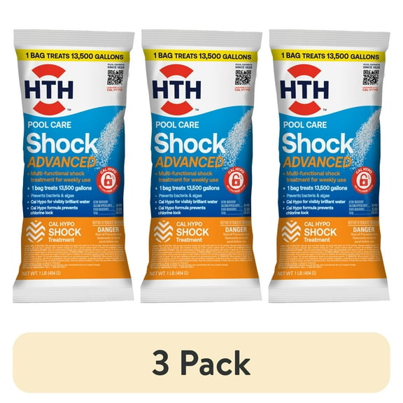 (3 pack) HTH Pool Care Shock Advanced for Swimming Pools, Granules, 1 lb