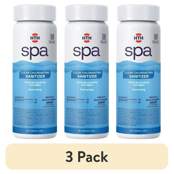 (3 pack) HTH Spa Care Clear Chlorinating Sanitizer for Spa & Hot Tubs, Granules, Chlorine Pool Chemicals, 2.25 lbs