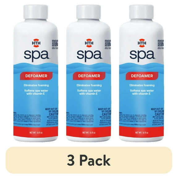 (3 pack) HTH Spa Care Pool & Spa Defoamer, Foam Reducer, Liquid, 14 oz Pool Chemical