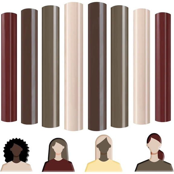 (3 pack) HTVRONT Skin Tone Puff Vinyl Heat Transfer - 9Pcs Puff Vinyl in 4 Brown HTV Colors, 3D Puff Heat Transfer Vinyl for T-Shirts - 12X10in Iron-on Vinyl & Silhouette Cameo