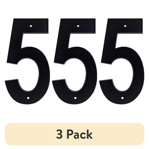 (3 pack) HY-KO 4" Black Plastic Modern Number 5