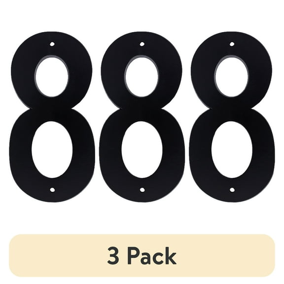 (3 pack) HY-KO 4" Black Plastic Modern Number 8