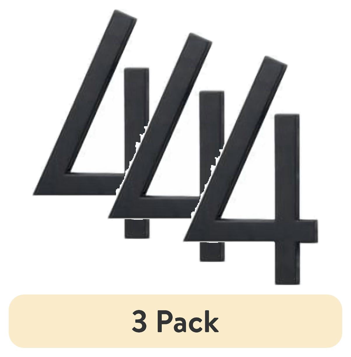(3 pack) HY-KO 6" Black Floating Mount House Number 4