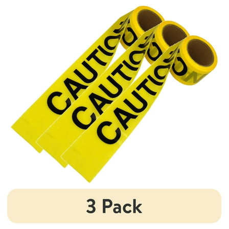 (3 pack) HY-KO Yellow Safety and Caution Tape, 3" x 200' Roll, Polyethylene