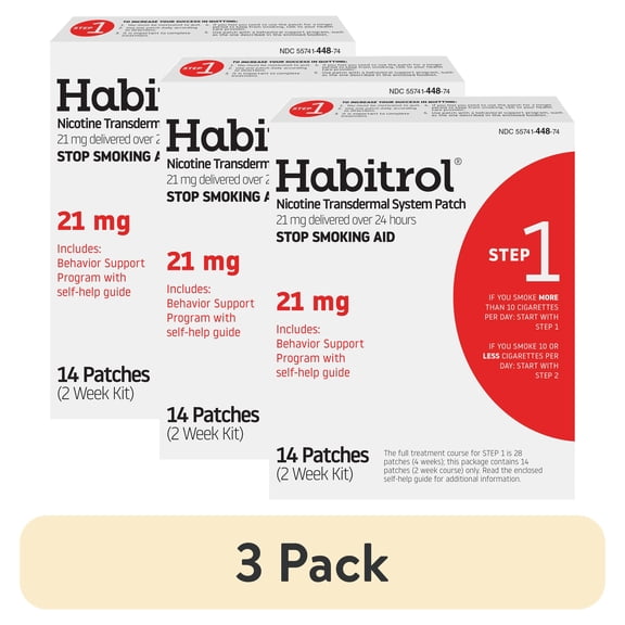 (3 pack) Habitrol Nicotine Transdermal Patches, Step 1, 21 mg, 14 Count, Stop Smoking Aid