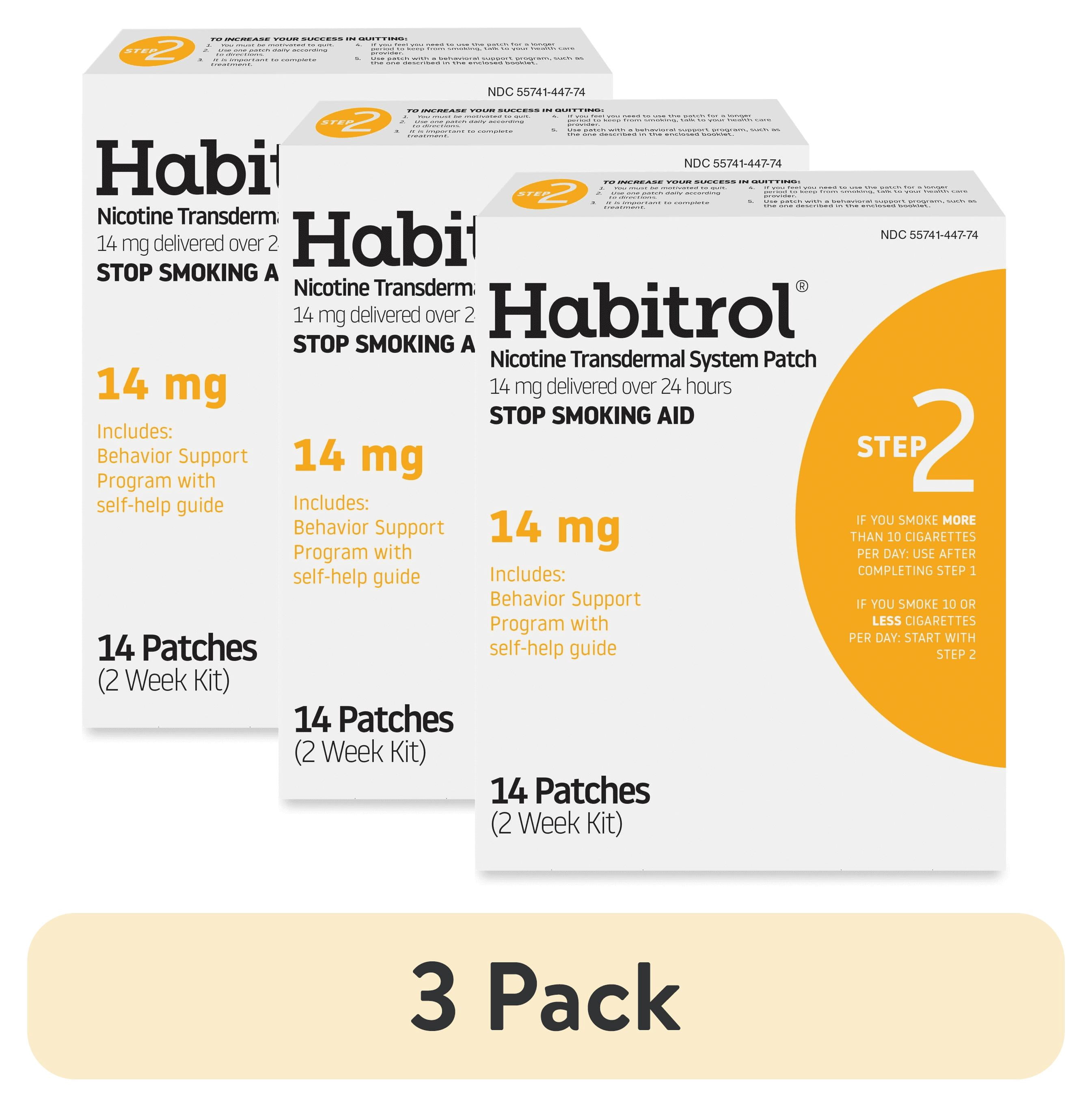(3 pack) Habitrol Nicotine Transdermal System Patch (Step 2) Stop Smoking Aid (14 mg) 14 Patches (2 Week Kit)