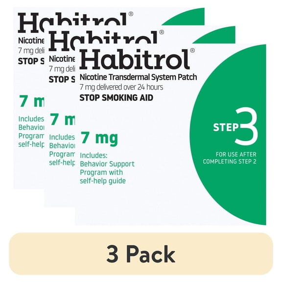 (3 pack) Habitrol Nicotine Transdermal Patch System Step 3, 7 mg, Quit Smoking Aid, 14 Patches
