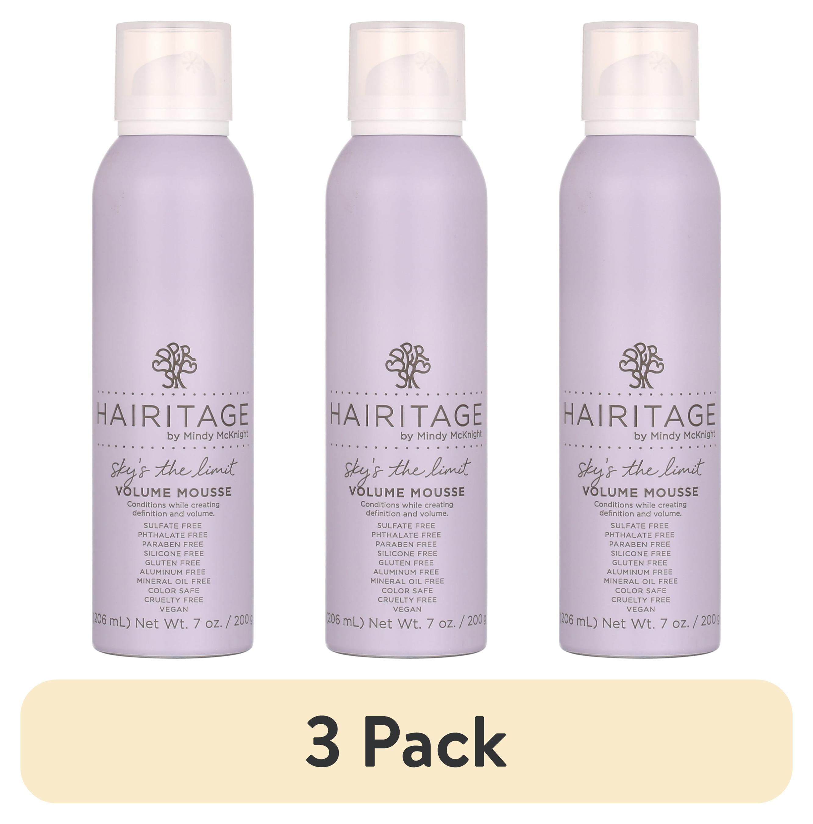 (3 pack) Hairitage Sky's The Limit Volume Mousse, Pequi Oil, Rose Hip and Sage, 7 oz