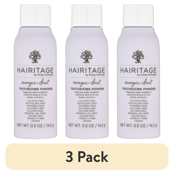 (3 pack) Hairitage Magic Dust Volumizing Texture Powder Styling Hair Product for Men & Women, Fluffy Hair, 0.5oz