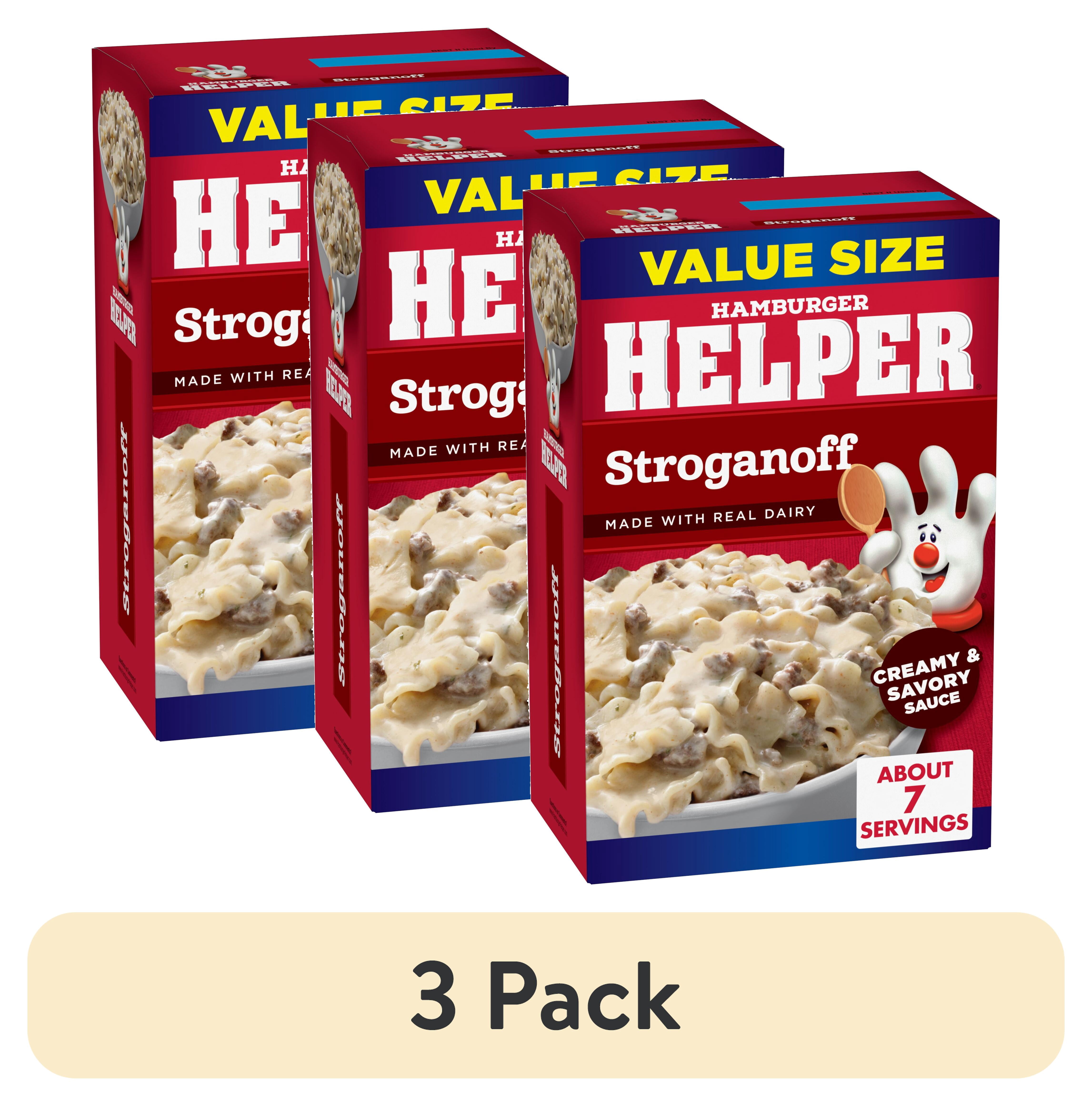 (3 pack) Hamburger Helper Pasta Stroganoff, 10.2 oz Value Size Box