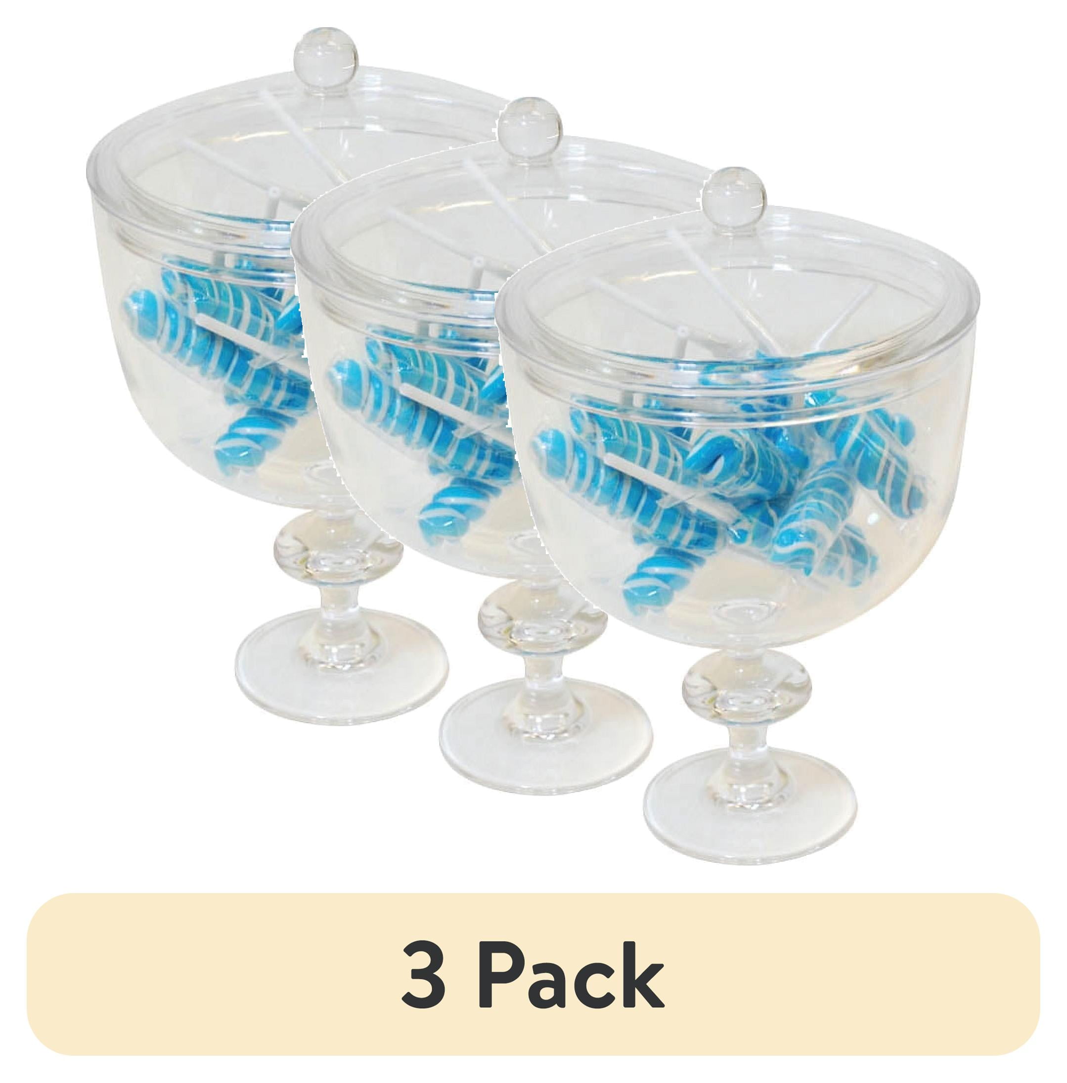 (3 pack) Hampton Art Clear Acrylic Apothecary Jar, 23oz Capacity 6"W x 6"D x 8.5"H Arts and Craft