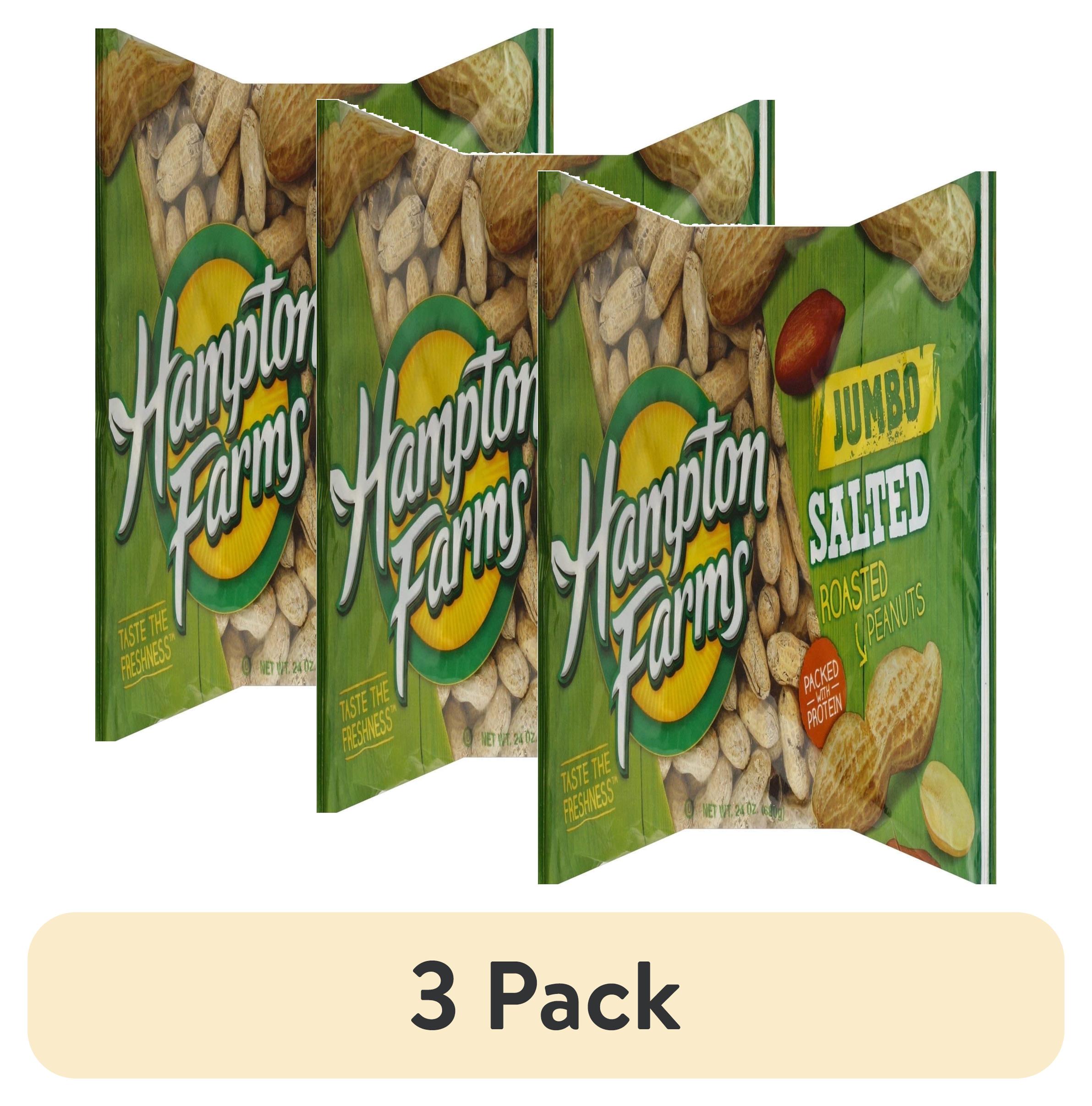 (3 pack) Hampton Farms Jumbo Salted Roasted In-Shell Peanuts, 24 oz Bag ...