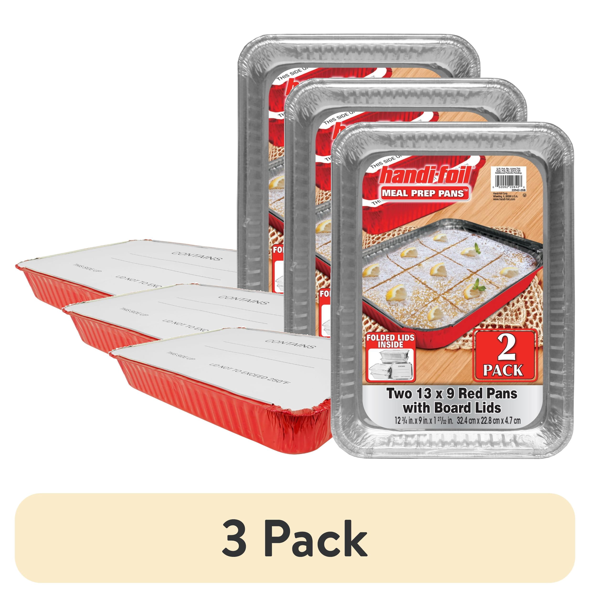 Fancy Panz 13x9x2 Red Foil Pan Carrier with Removable Clear Lid