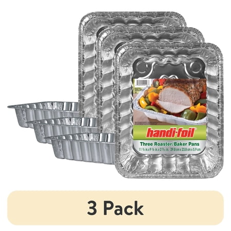 (3 pack) Handi-Foil Aluminum Foil Rectangular Roaster/Baker Pans, 3 Count 11.75" x 9.38" x 2.31"