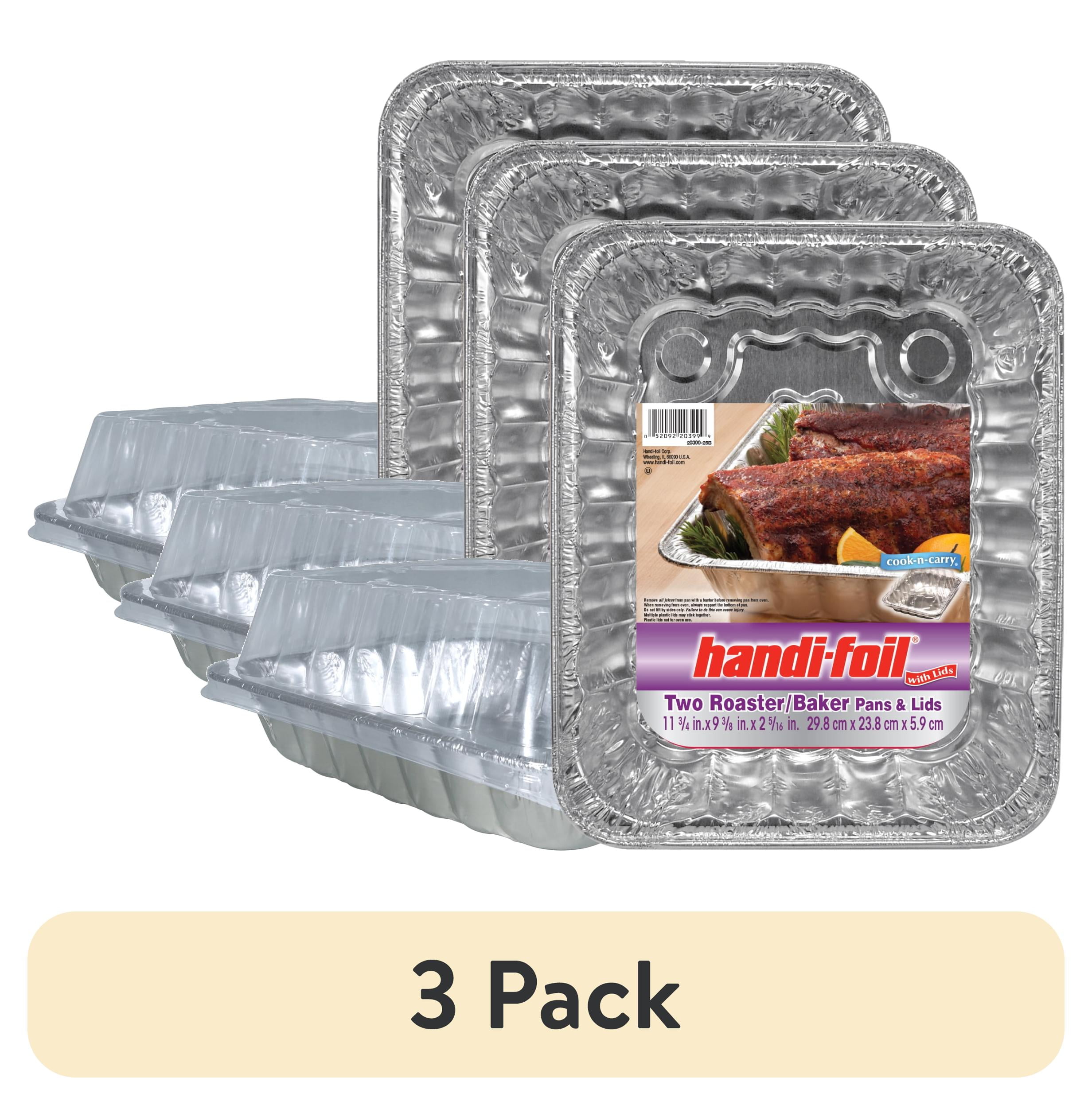 (3 pack) Handi-Foil Large Aluminum Roaster Baker Pans with Lids, 2 Count