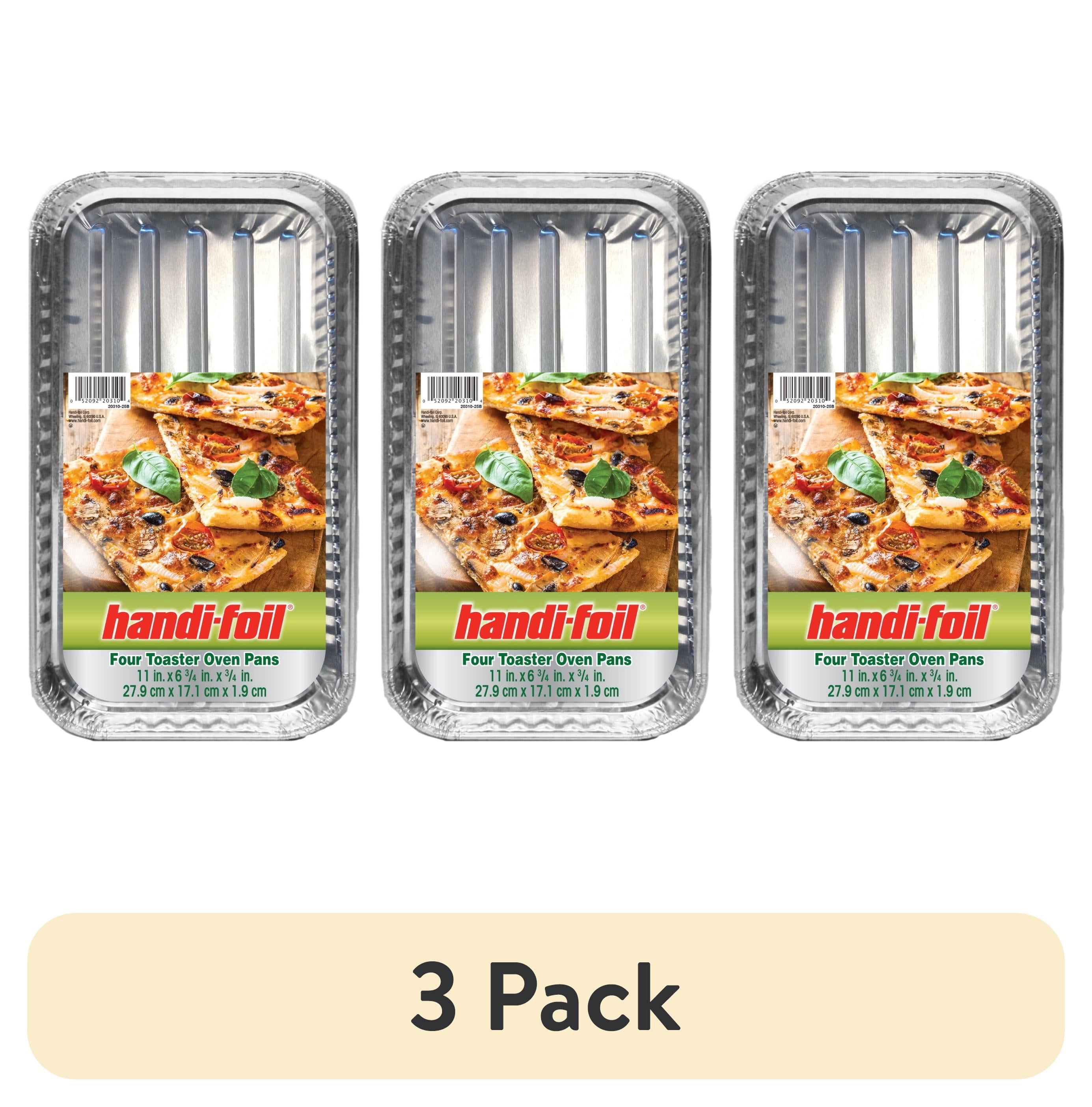 (3 pack) Handi-Foil 11" x 6.75" Aluminum Toaster Oven Tray Pan, 4 Count