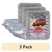 3 pack Handi-Foil Large Aluminum Roaster Baker Pans with Lids, 2 Count, 11.8" x 9.4" x 2.4"