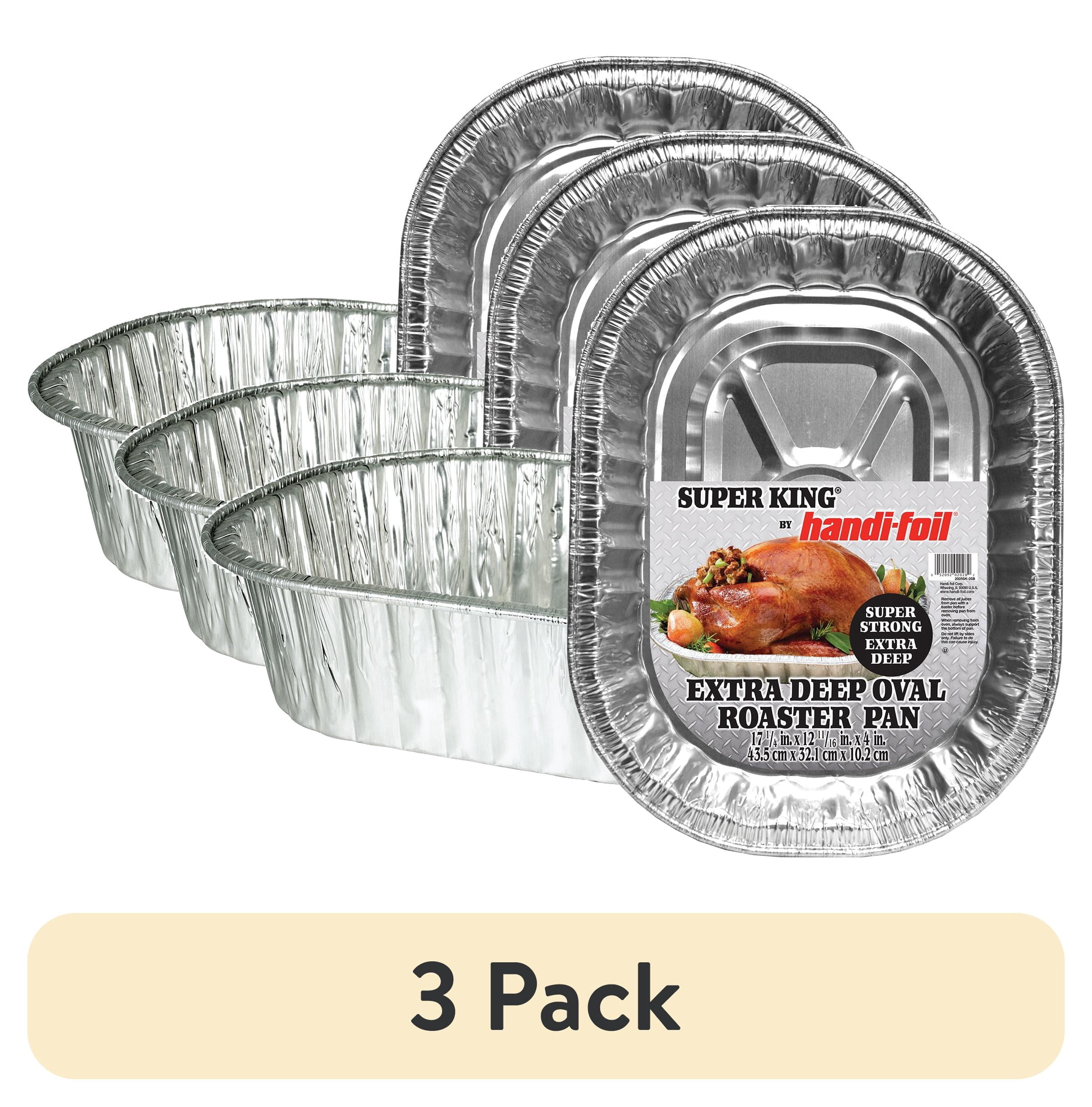 ファイヤーキング　ローフパン　アンバー　籐　トレイ　USA 3 pack) Handi-Foil Super King Aluminum Extra Deep Oval Roaster Pan