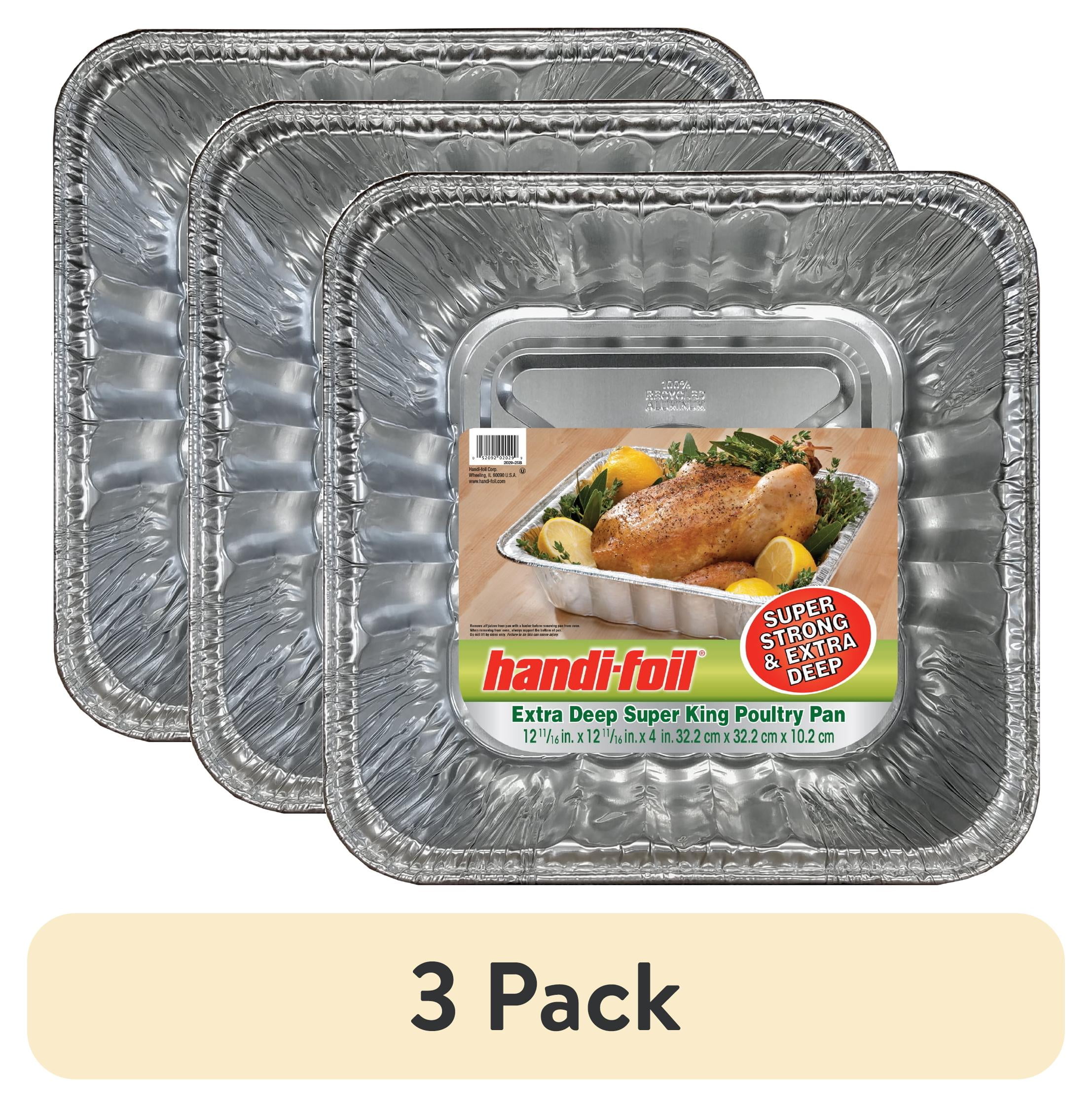 (3 pack) Handi-Foil 12.6" Square Super King Aluminum Poultry Pan