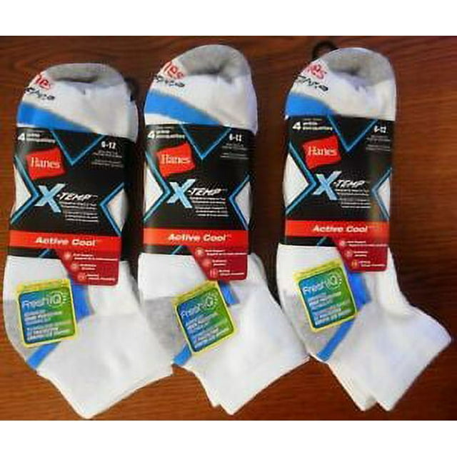 3 pack Hanes 4 Pair XTEMP MENS ANKLE SOCKS WHITE SIZE 612 *12 PAIRS