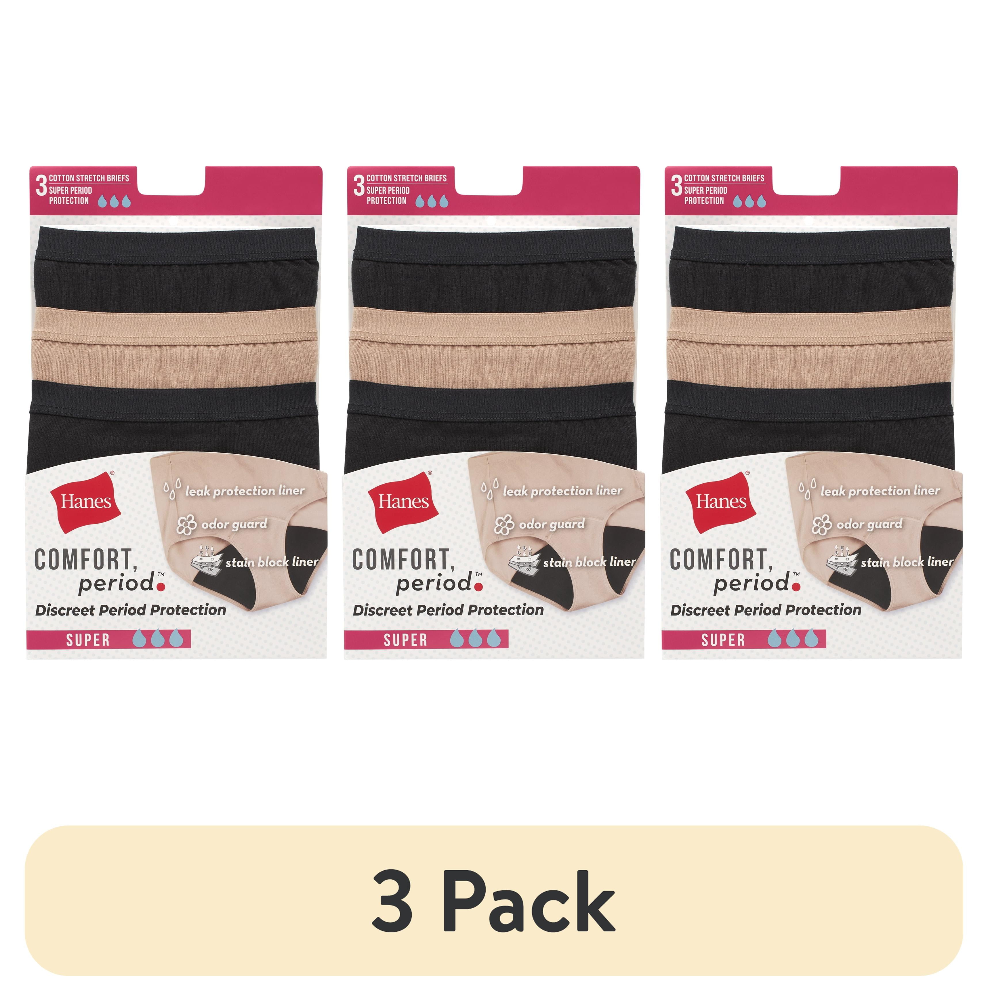 Hanes Mutandine Hipster Donna 3 Pezzi: Biancheria Intima Post-Parto E Mestruale Super Leaks – Nero/Concrete Heather/Nero