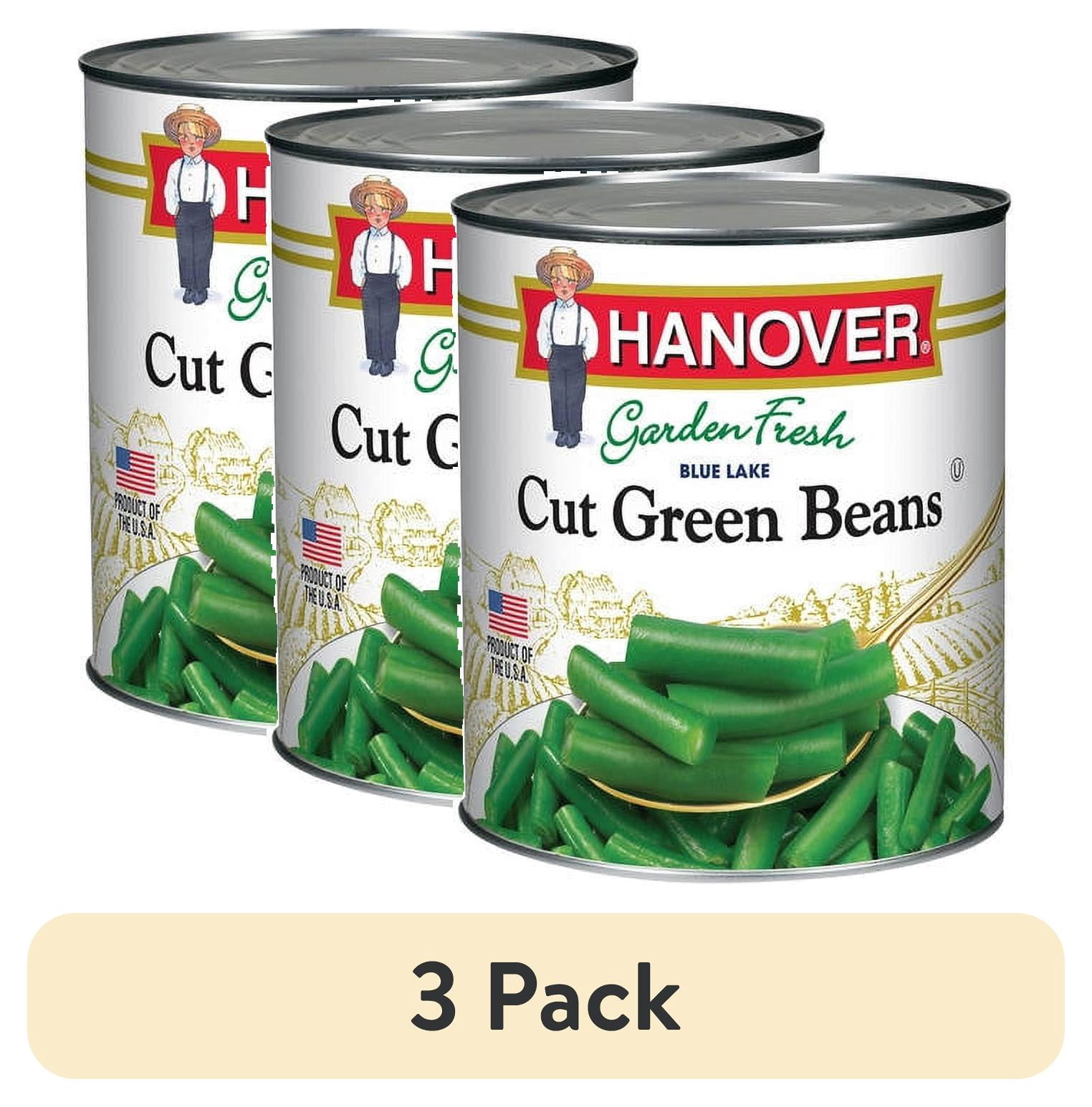 (3 pack) Hanover Garden Fresh Blue Lake Cut Green Beans, 102 oz Can – Value-Size Shelf-Stable Vegetables for Family Meals