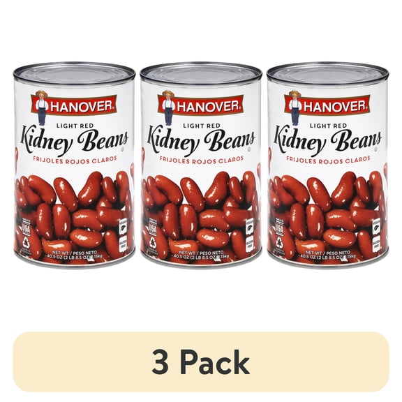 (3 pack) Hanover Redskin Kidney Beans Light Red, 40.5 oz Can – Family-Size Seasoned Beans for Chili, Rice, and Hearty Sides