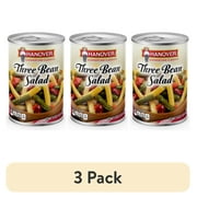 (3 pack) Hanover Premium Three Bean Salad, 16 oz Can – Canned Bean Salad with Green, Wax & Kidney Beans in Tangy Dressing
