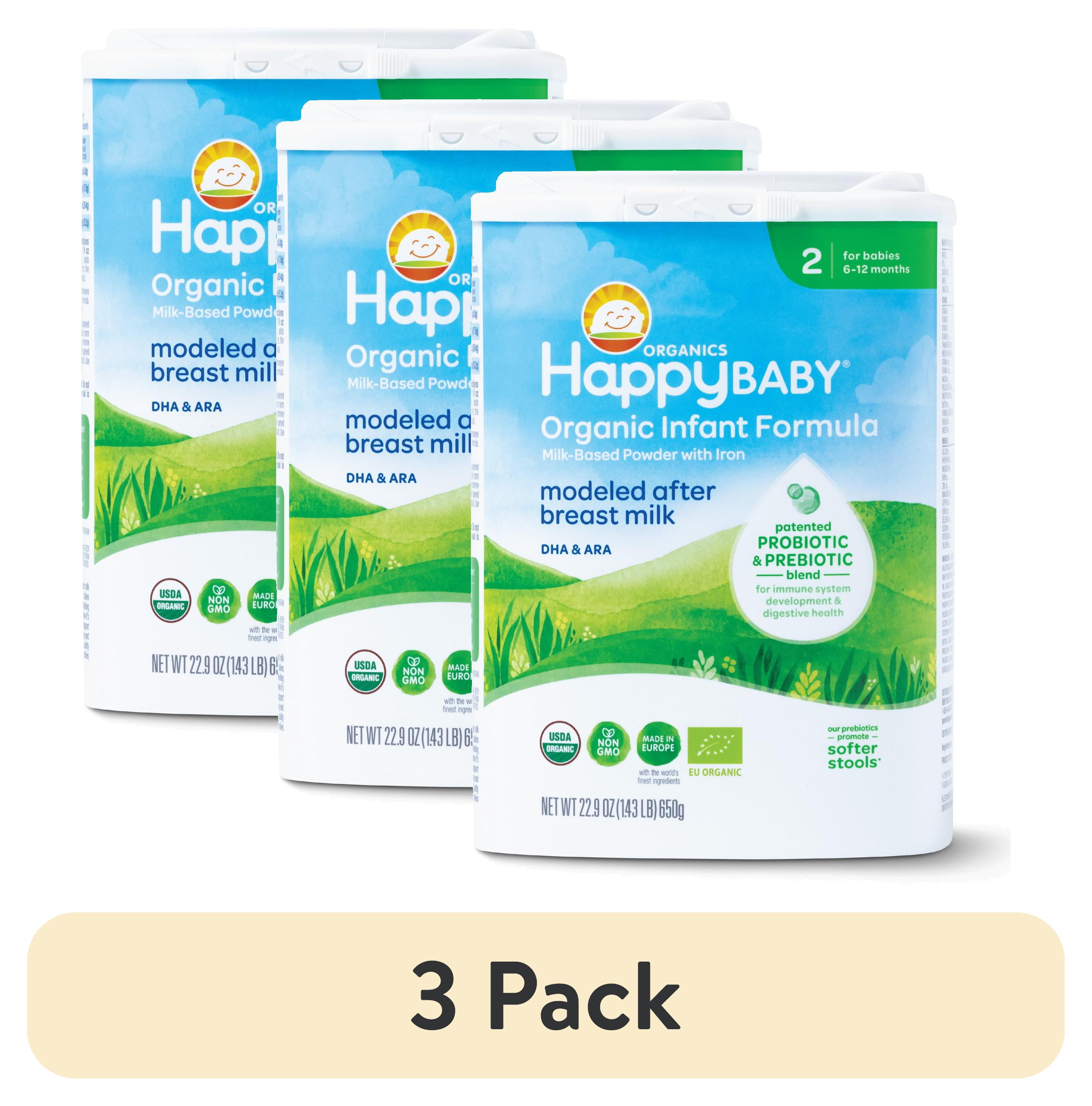 (3 pack) Happy Baby Organics Stage 2 Organic Infant Formula with Probiotic & Prebiotic Blend, 22.9 OZ Container UNIT