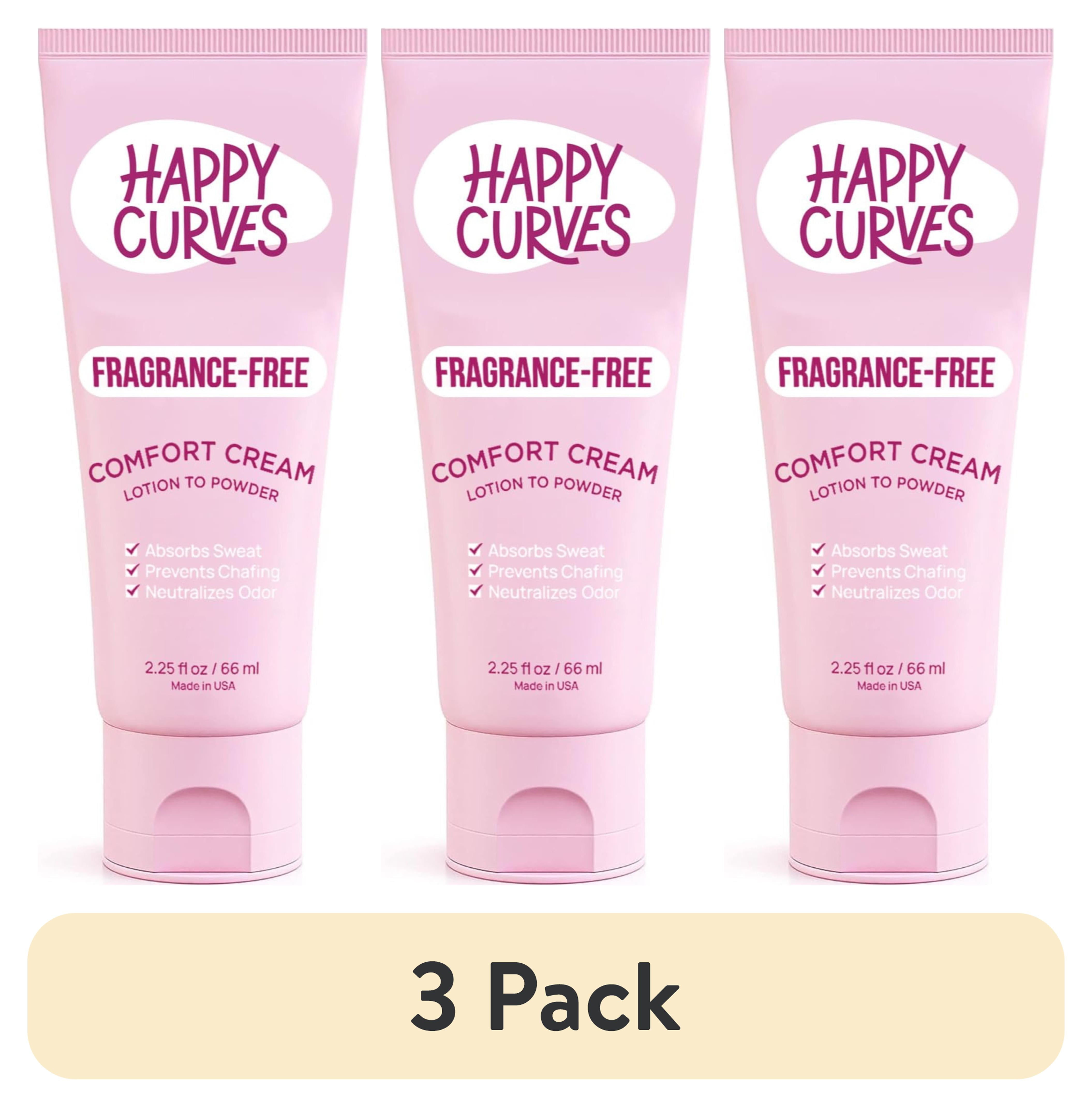 (3 pack) Happy Curves Comfort Cream, Aluminum Free Whole Body Deodorant for Women, Fragrance Free, 2.25 oz